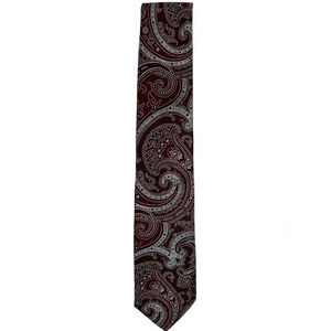 Jack Victor Men’s gray and red Paisley 100% silk tie